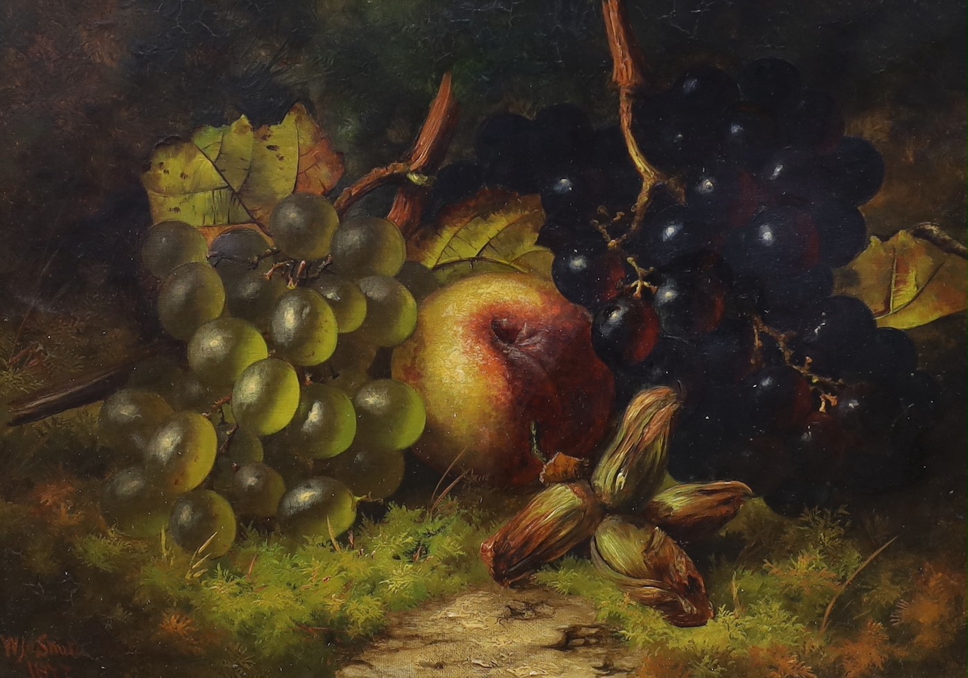 William Hardy Smith (19th C.), pair of oils on canvas, Still life of fruit and nuts, signed and dated 1877, 24 x 34cm